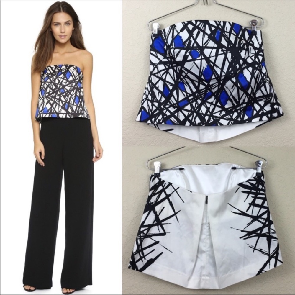 Milly geometric crop top strapless on sale